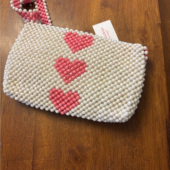 Nwt Isaac Mizrahi White and Pink heart 
Beaded Bag - Picture 2 of 4
